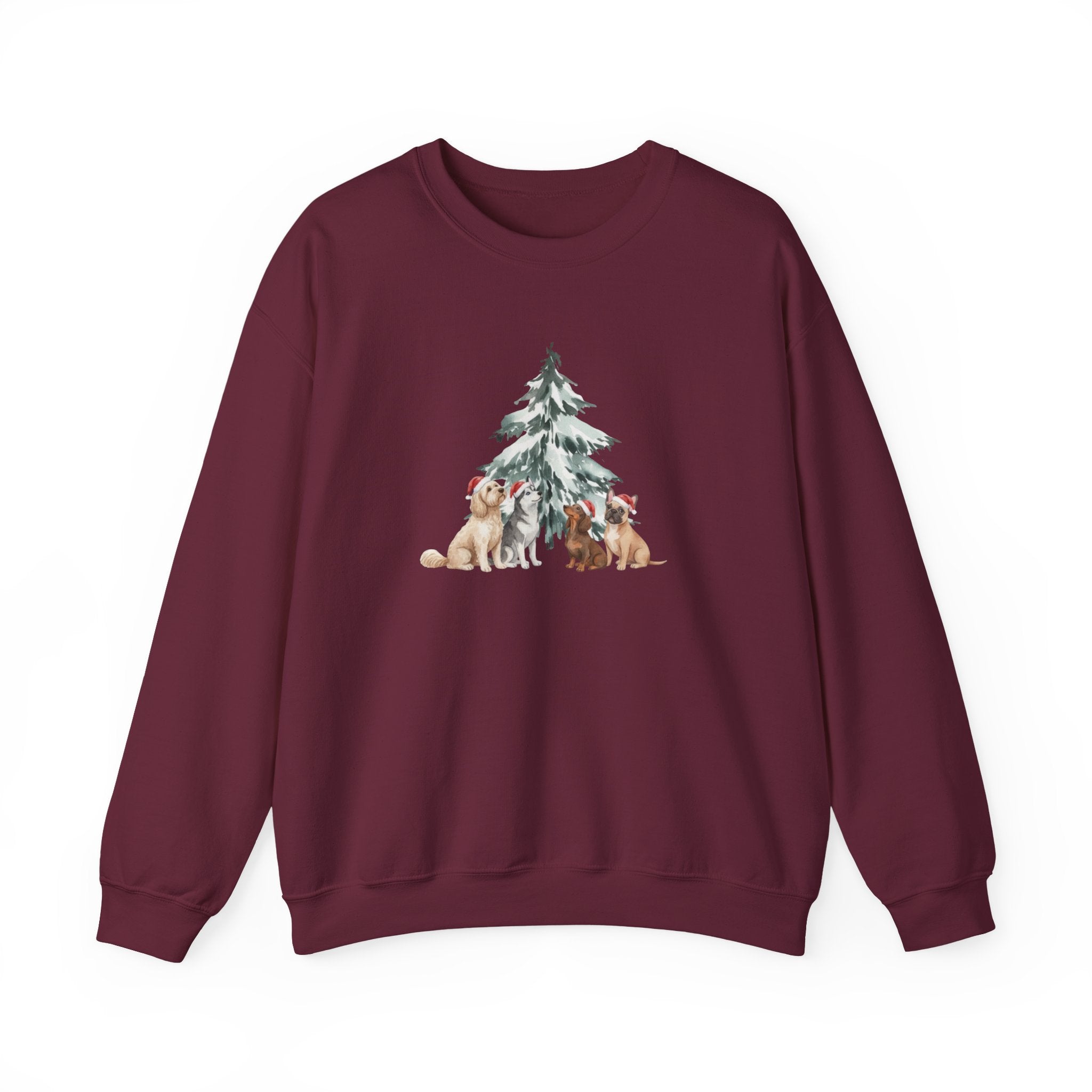 Dogs with Christmas Tree Watercolor | Sweatshirt