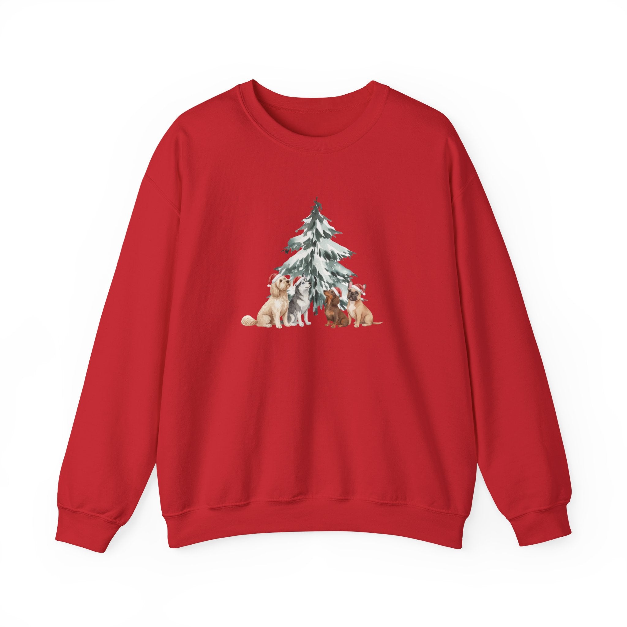Dogs with Christmas Tree Watercolor | Sweatshirt
