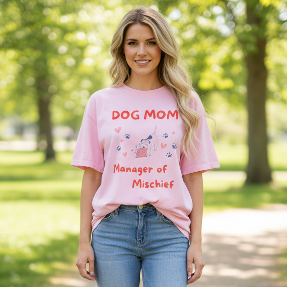 Dog Mom - Manager of Mischief | Graphic Heavyweight Tee
