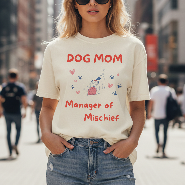 Dog Mom - Manager of Mischief | Graphic Heavyweight Tee