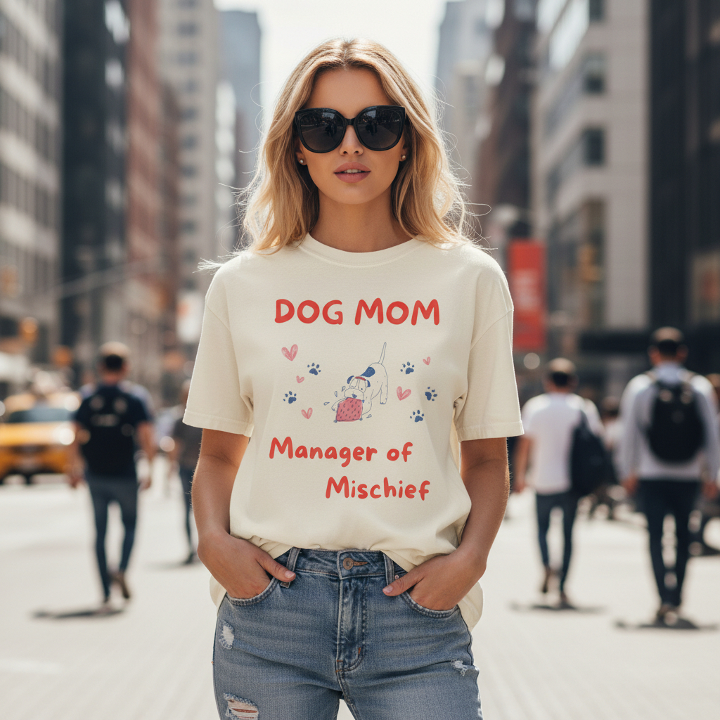Dog Mom - Manager of Mischief | Graphic Heavyweight Tee