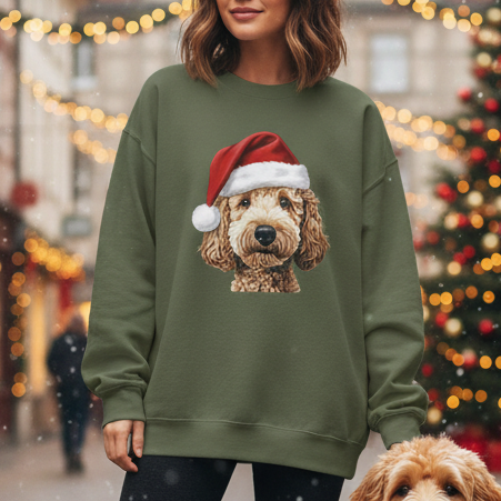 Holiday Goldendoodle in Santa Hat | Sweatshirt