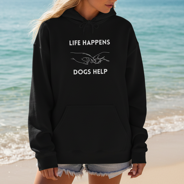 Life Happens Dogs Help | Graphic Hoodie