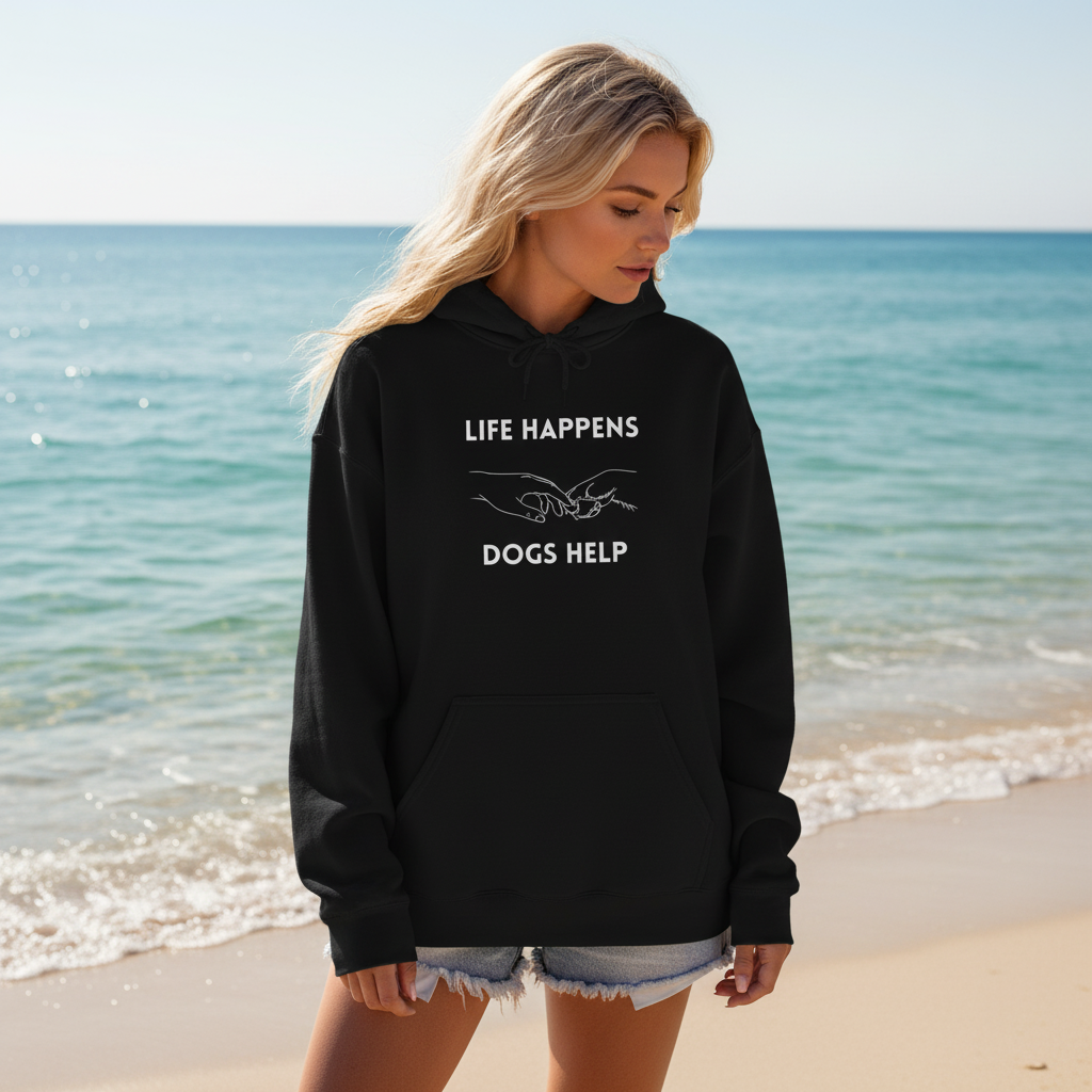 Life Happens Dogs Help | Graphic Hoodie