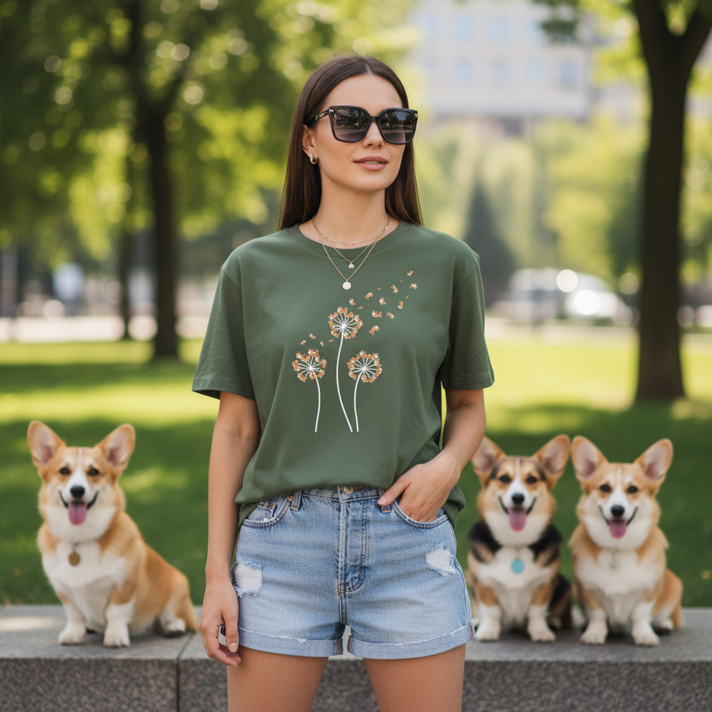 Corgi Dandelion | Graphic Tee