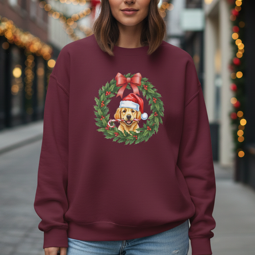 Golden Retriever Christmas Wreath | Sweatshirt