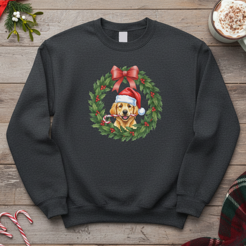 Golden Retriever Christmas Wreath | Sweatshirt