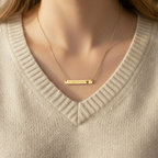 "Best Dog Mom Ever" Paw Cutout | Bar Necklace