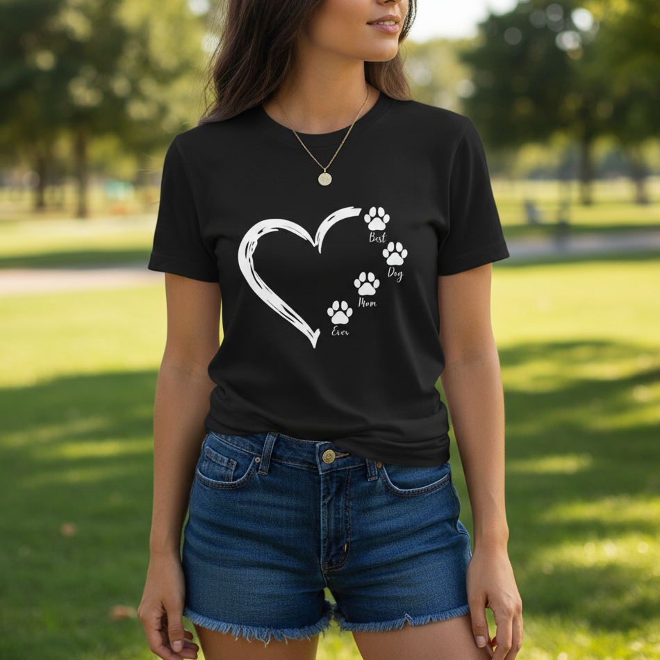 "Best Dog Mom Ever" Big Heart and Paws | Graphic Tee