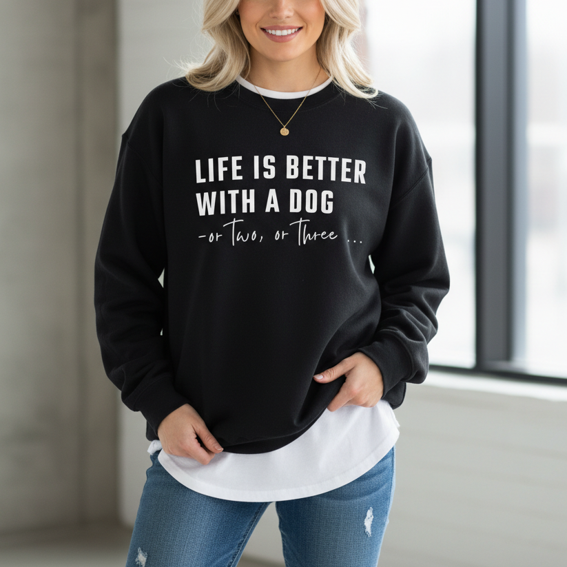 Life is Better with a Dog - or Two or Three | Sweatshirt