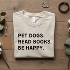 Pet Dogs. Read Books. Be Happy. | Graphic Tee