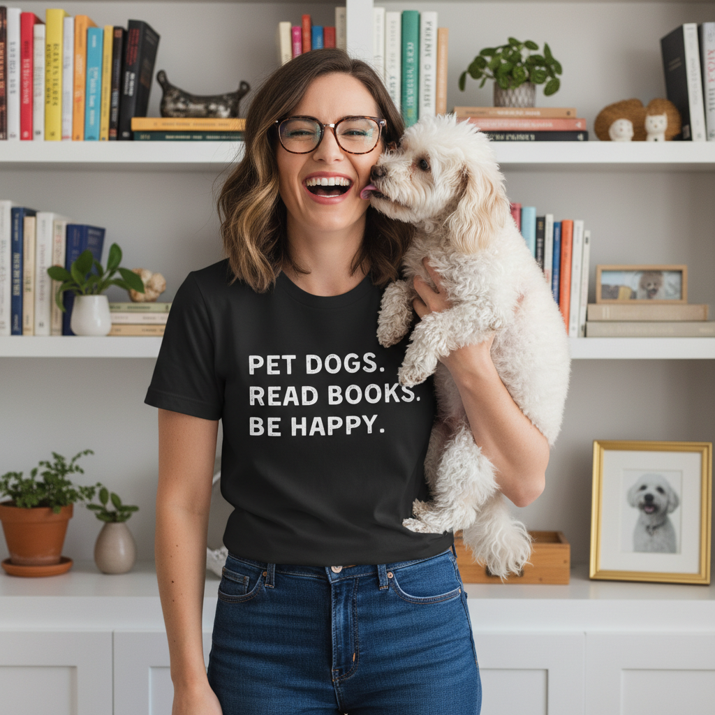 Pet Dogs. Read Books. Be Happy. | Graphic Tee