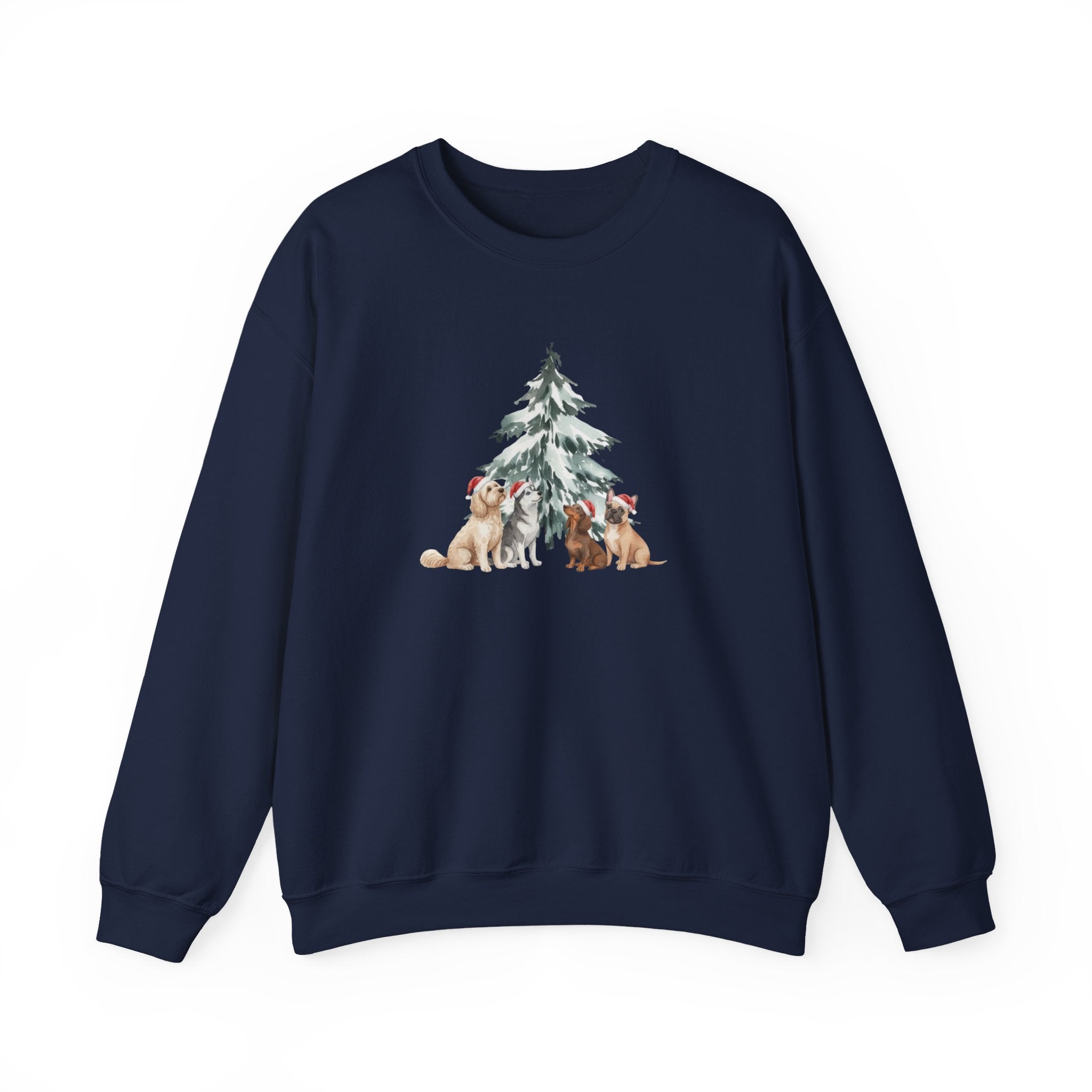 Dogs with Christmas Tree Watercolor | Sweatshirt